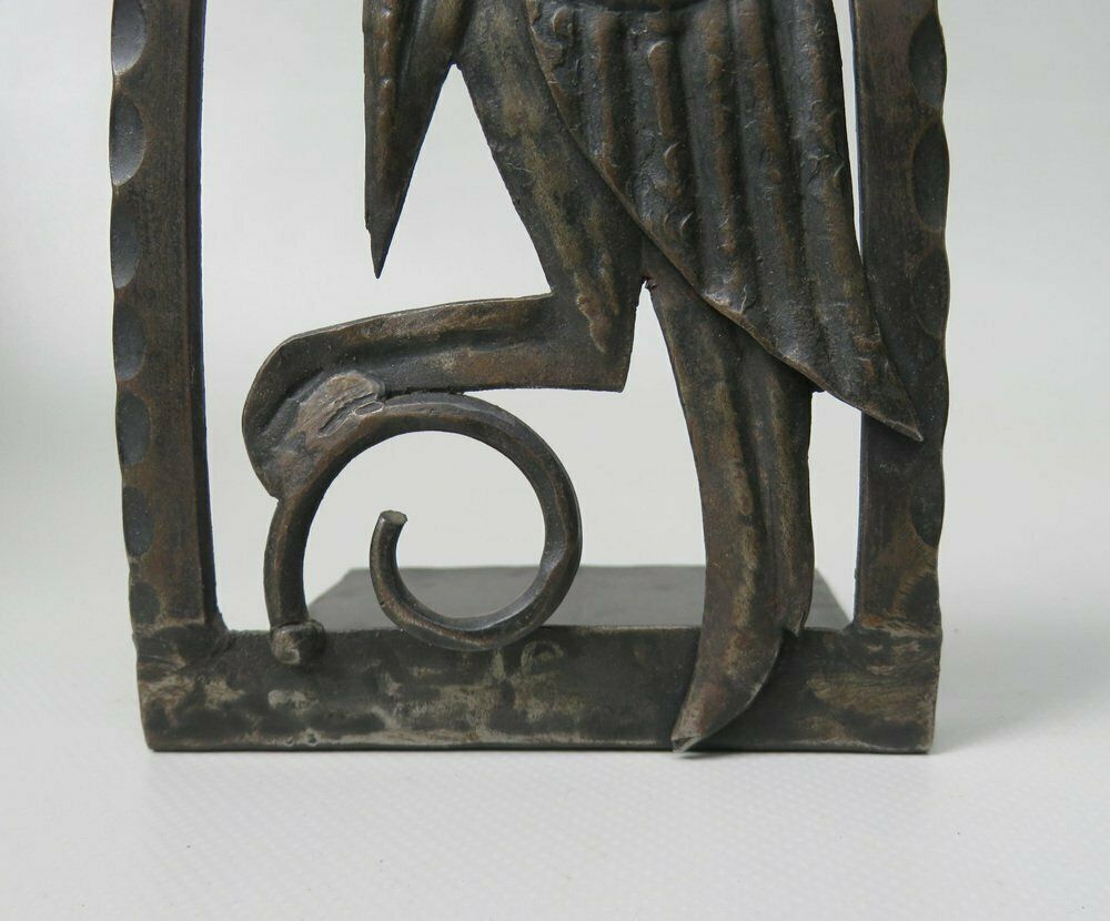 Home Decor Art Nouveau Wrought Iron Bookends Marabu In The Style Of Edgar Brandt, 1890s, Set Of 2 photo