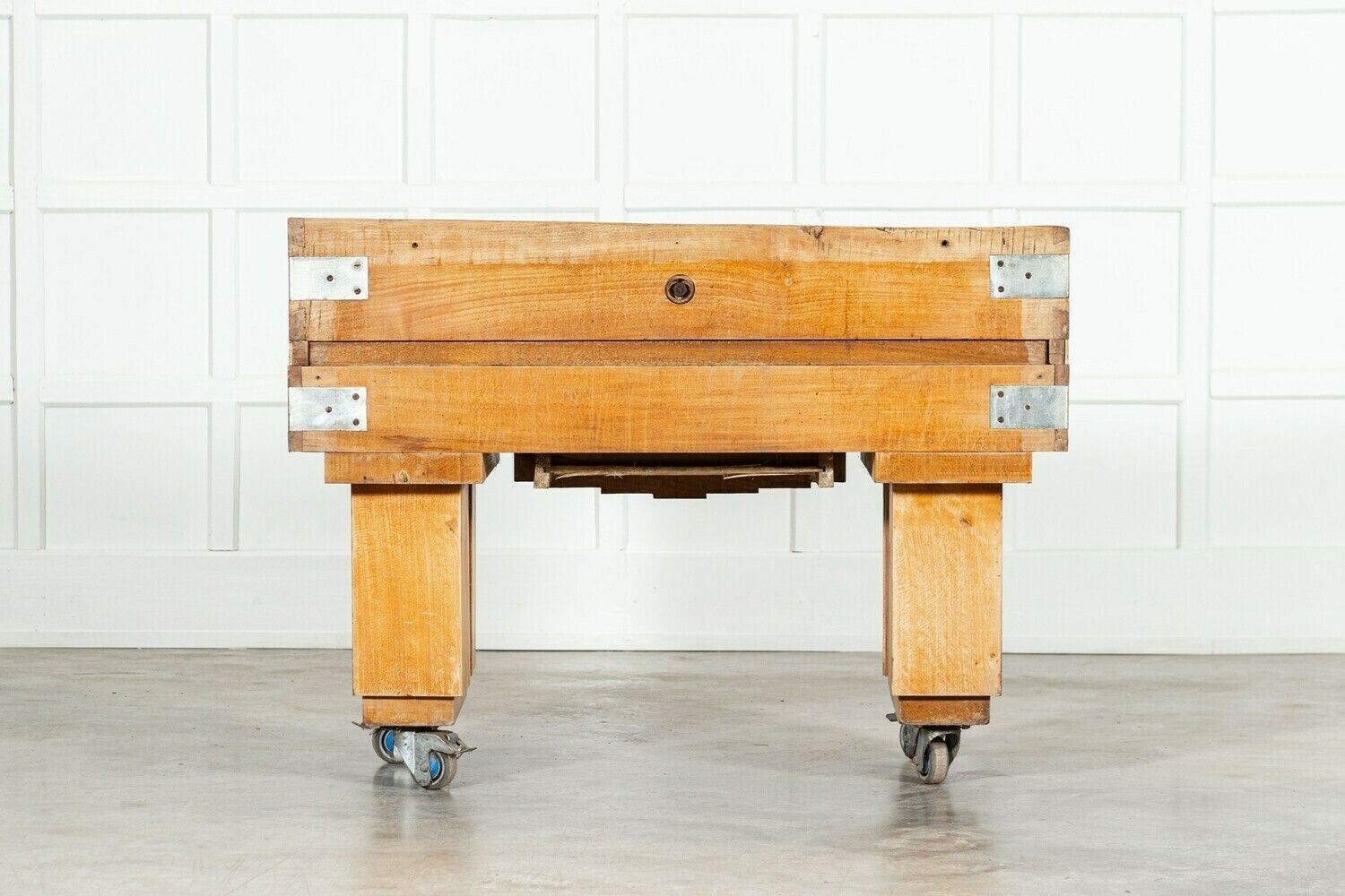 photo vintage French Maple Butchers Block Counter Table