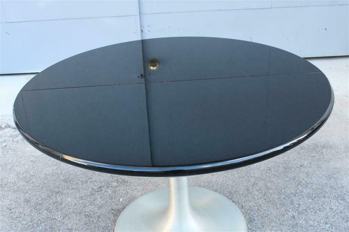 Round Extendable Table In Black Lacquered Satin Metal 1970 Moscatelli Formanova photo 2919.0