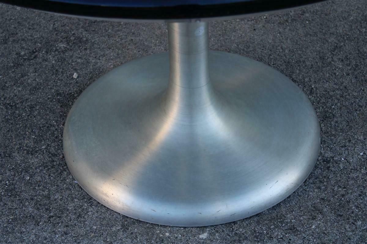 Round Extendable Table In Black Lacquered Satin Metal 1970 Moscatelli Formanova photo vinterior