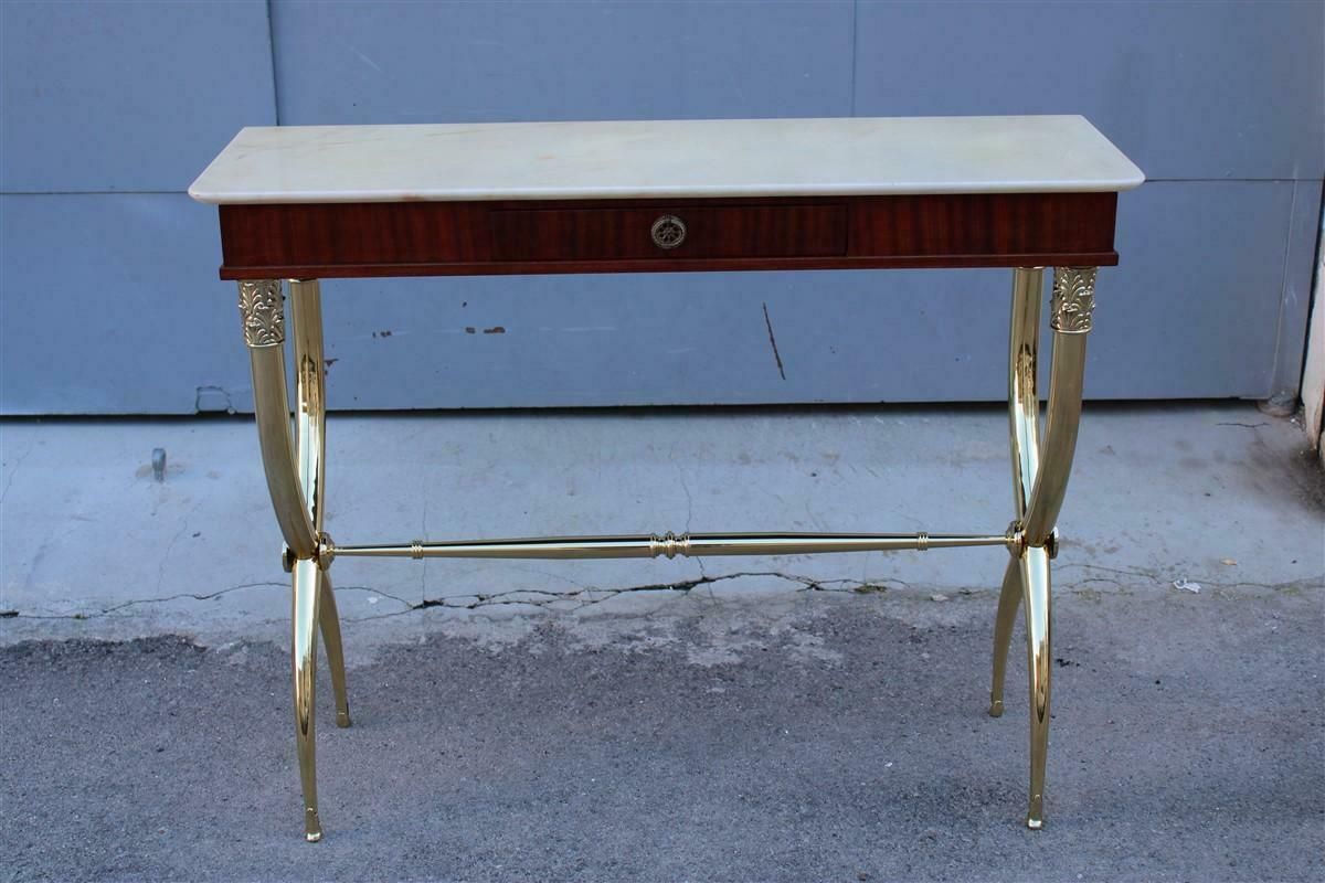 4378.0 Neoclassical Console Paolo Buffa Design 1950 Italy Brass Marble Wood photo