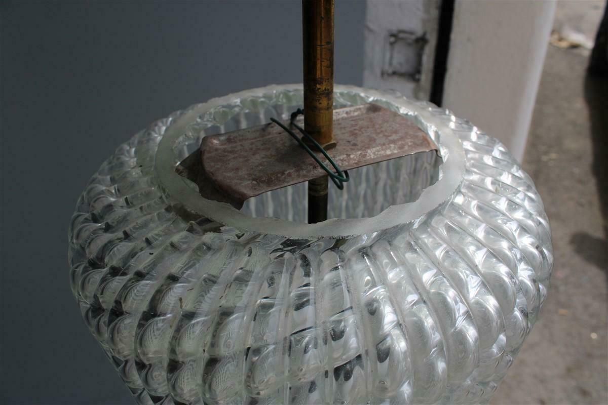 Mid Century Lantern Seguso Ceiling Lamp, Murano Glass And Brass, 1940s photo vinterior