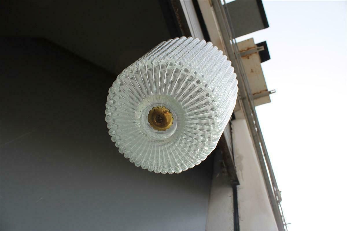 3335.0 Mid Century Lantern Seguso Ceiling Lamp, Murano Glass And Brass, 1940s photo