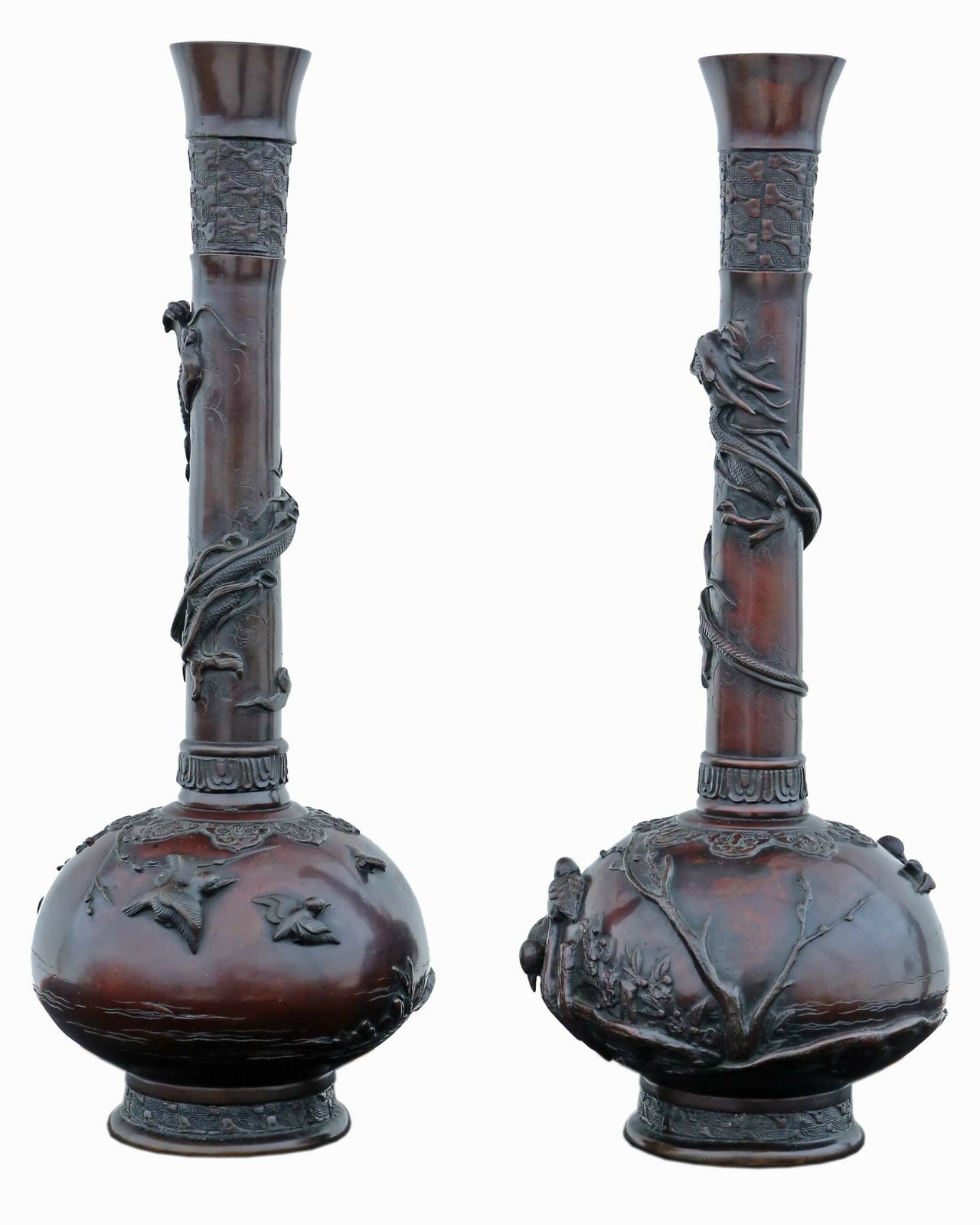 Very Large Pair Of Fine Quality Japanese Bronze Vases   19th Century Meiji Period photo furniture