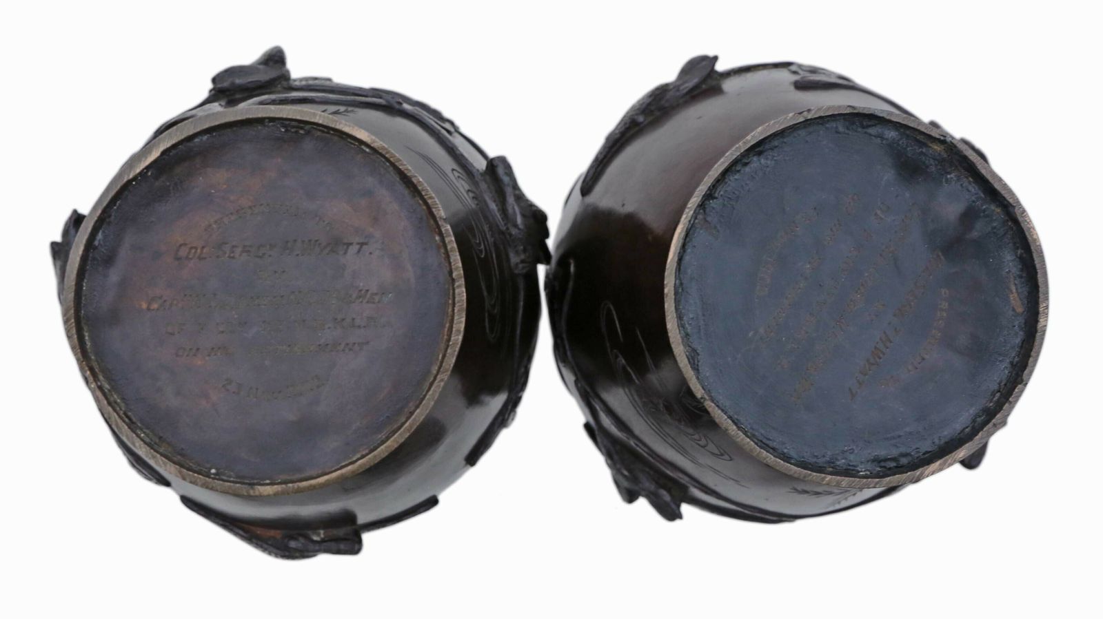 Large Pair Of Fine Quality Japanese Bronze Vases   Dated 1903, Meiji Period photo vintage