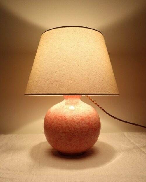 Rare Pink Ceramic Table Lamp By Jerôme Massier, Vallauris Circa 1950 photo furniture