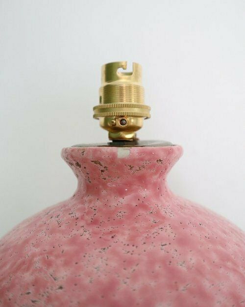 Rare Pink Ceramic Table Lamp By Jerôme Massier, Vallauris Circa 1950 photo vinterior