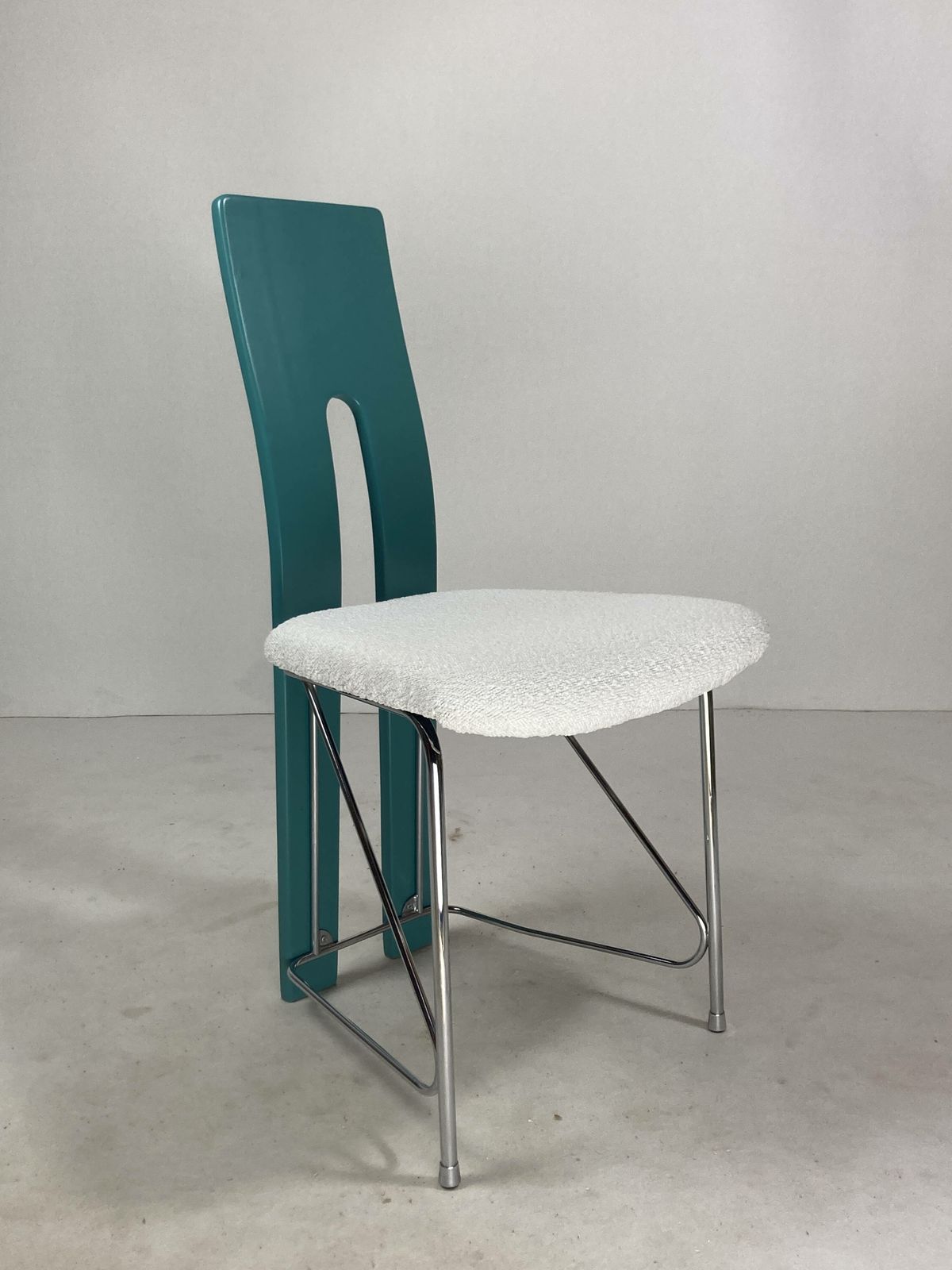 Set Of 6 Memphis Dining Chairs In Bouclé, 1980s photo furniture