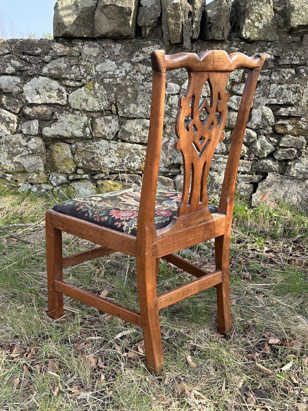 A Scottish George III Walnut Side Chair With Charming Needlepoint Seat, C.1780 photo 250.0