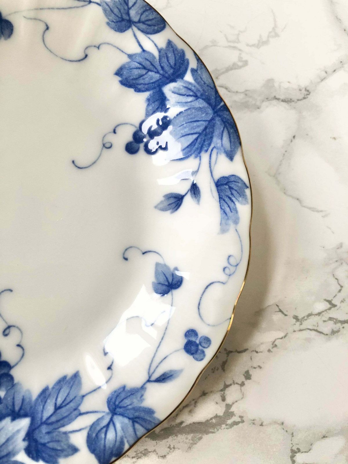 Kuriyama Japon   Nice Set Consisting Of A Glass Cup And A Porcelain Saucer With Blue Flowers photo 100.0