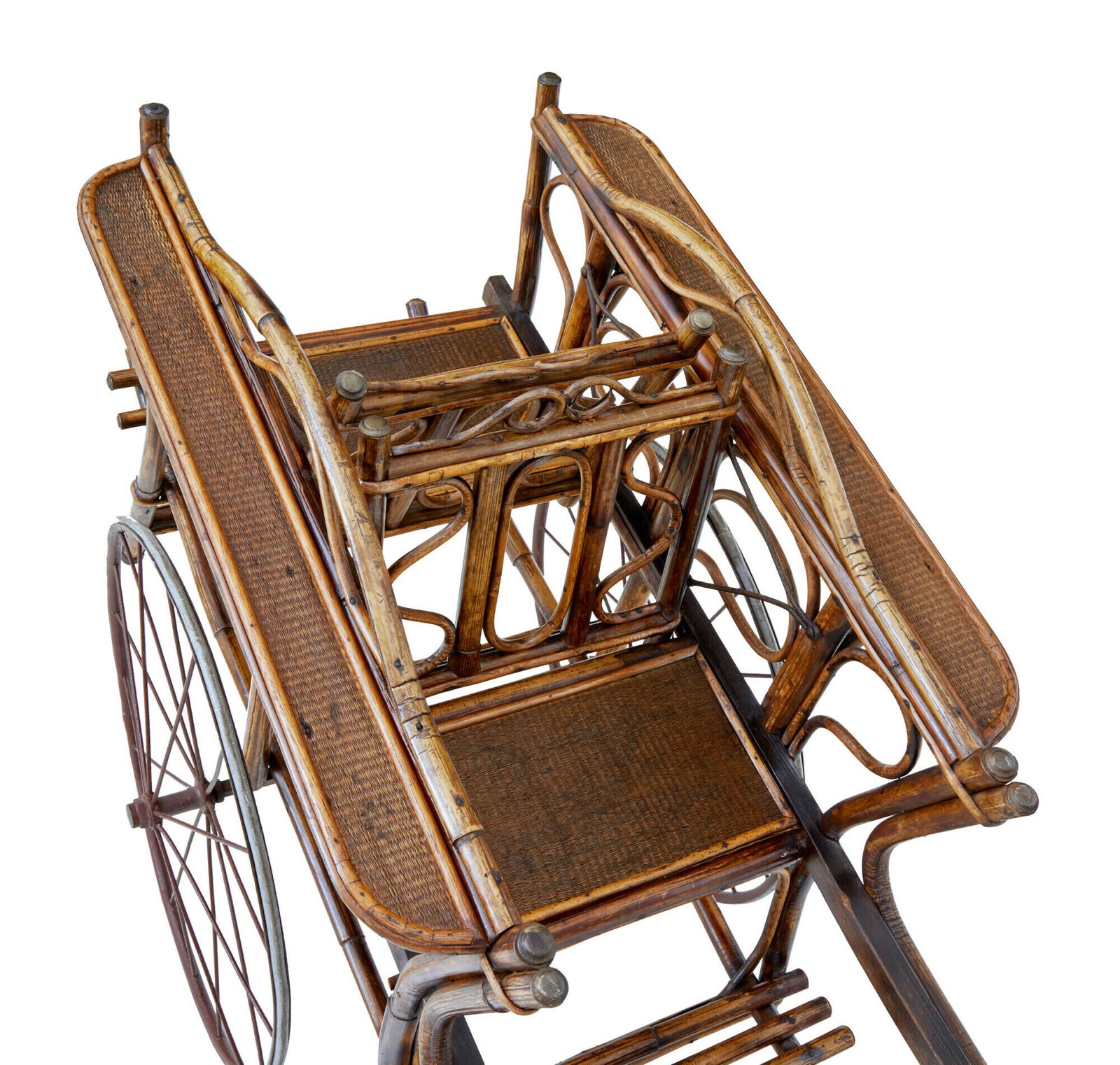 Early 20th Century Oriental Bamboo 2 Seat Child Carriage photo furniture