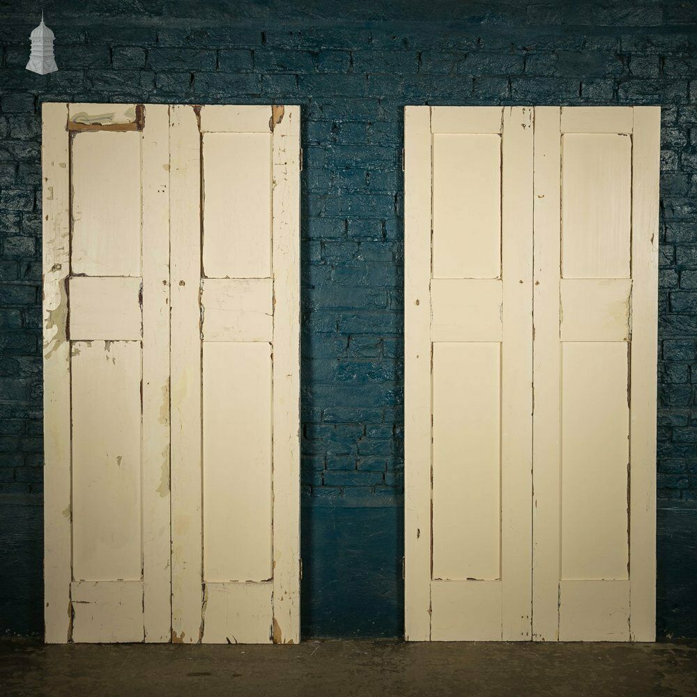 Home Fixtures Pine Paneled Shutters, 2 Panel White Painted Set Of 2 Pairs photo
