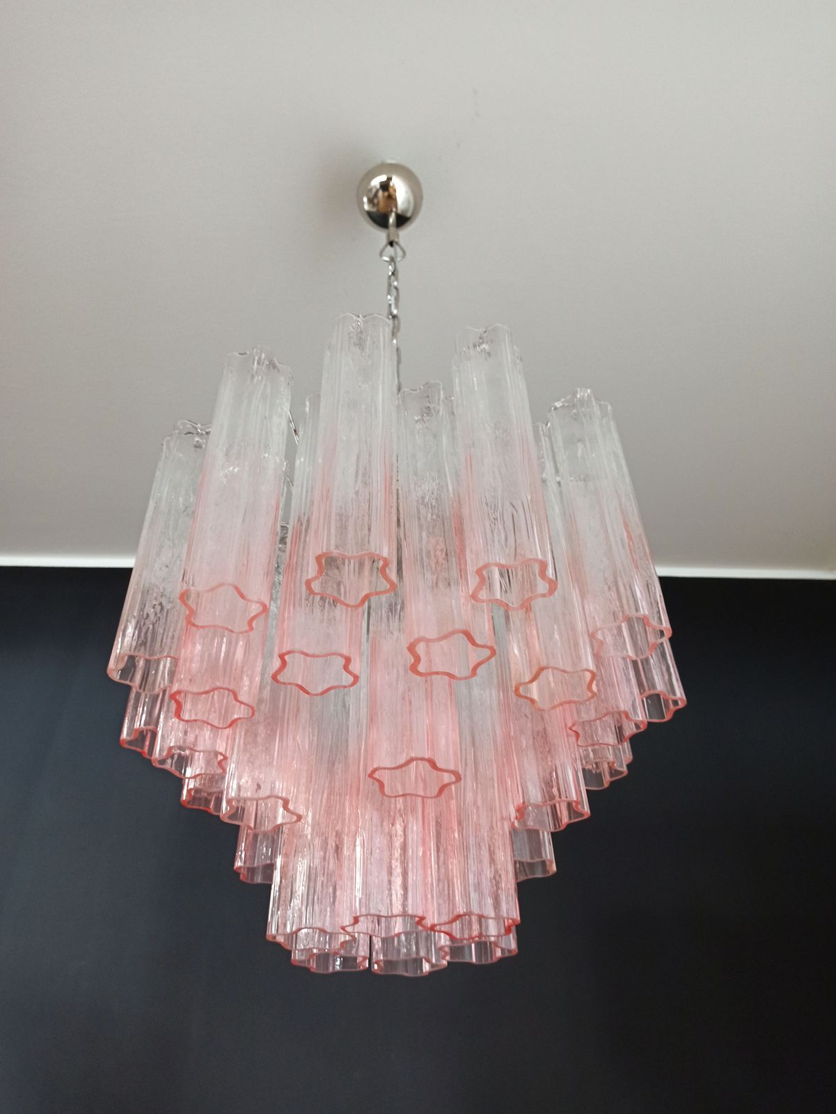 Fantastic Murano Glass Tube Chandelier   36 Shaded Pink Glass Tube photo furniture