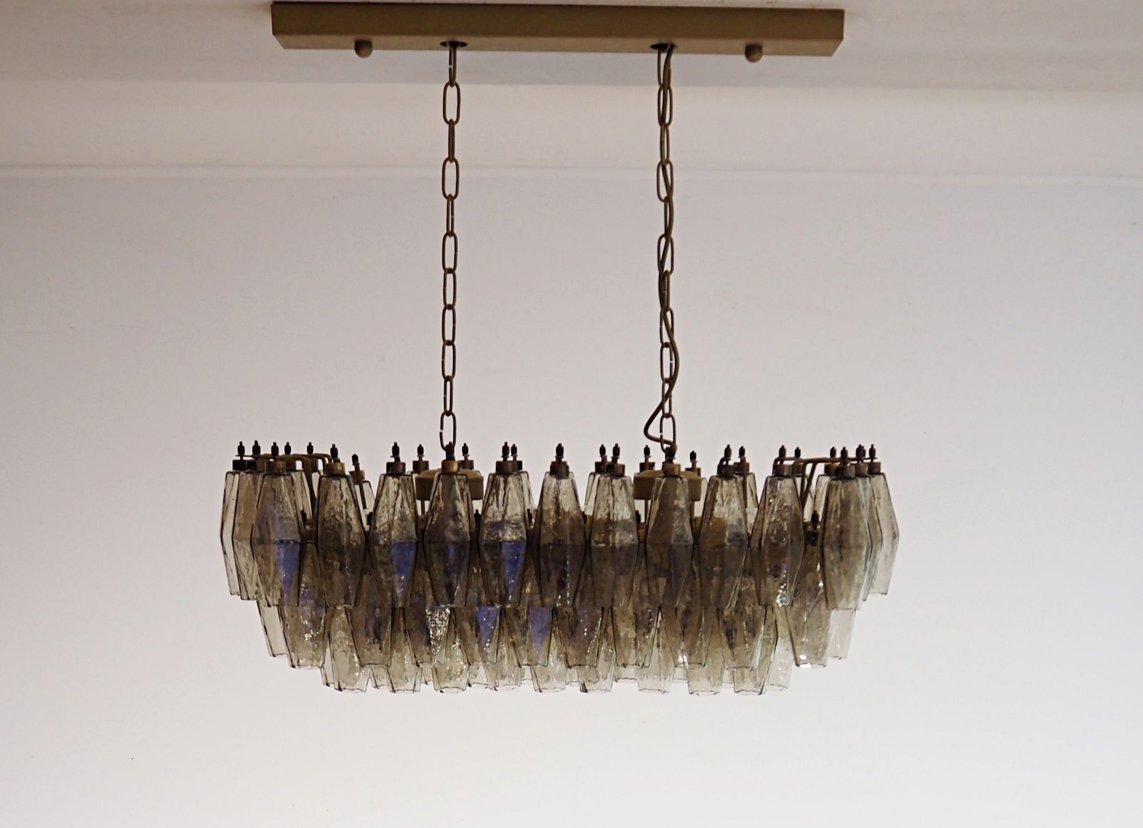 Elegant Murano Poliedri Chandelier   Carlo Scarpa   84 Smoked Glasses photo for sale