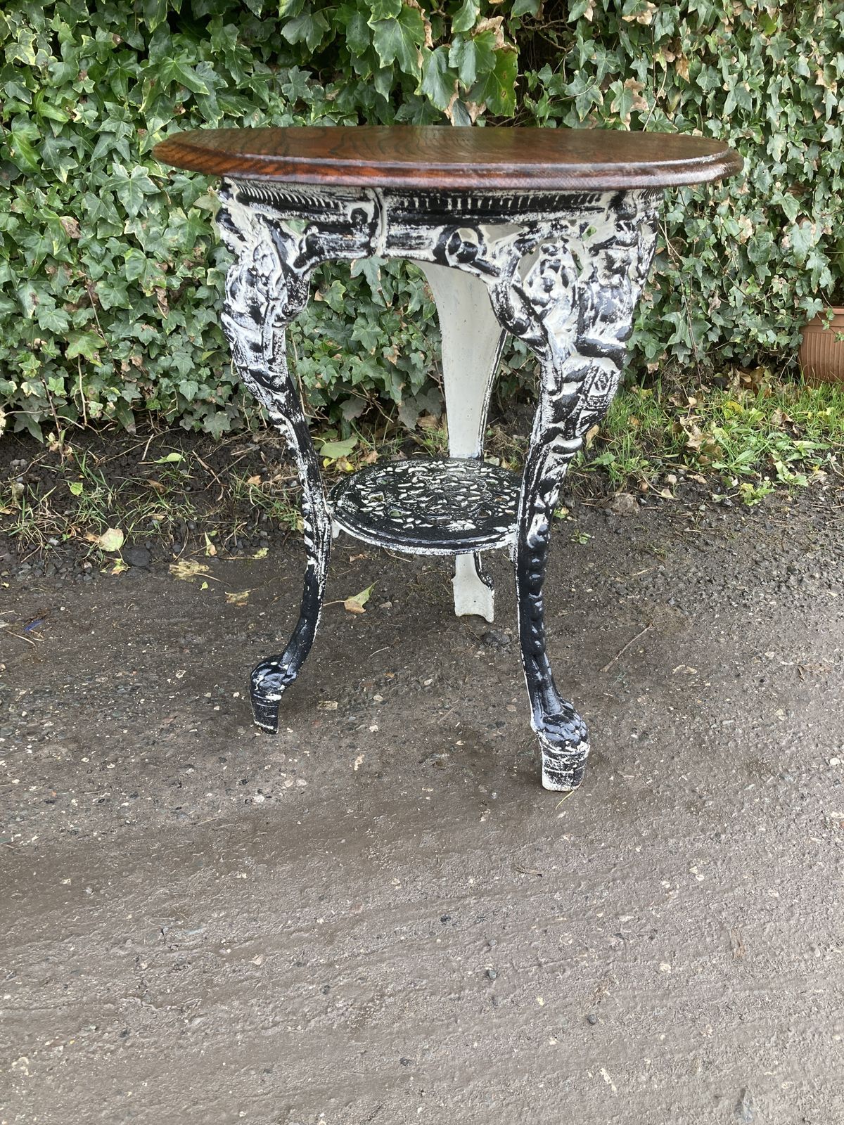 Britannia Style Pub/Garden Table With Oak Top photo vintage