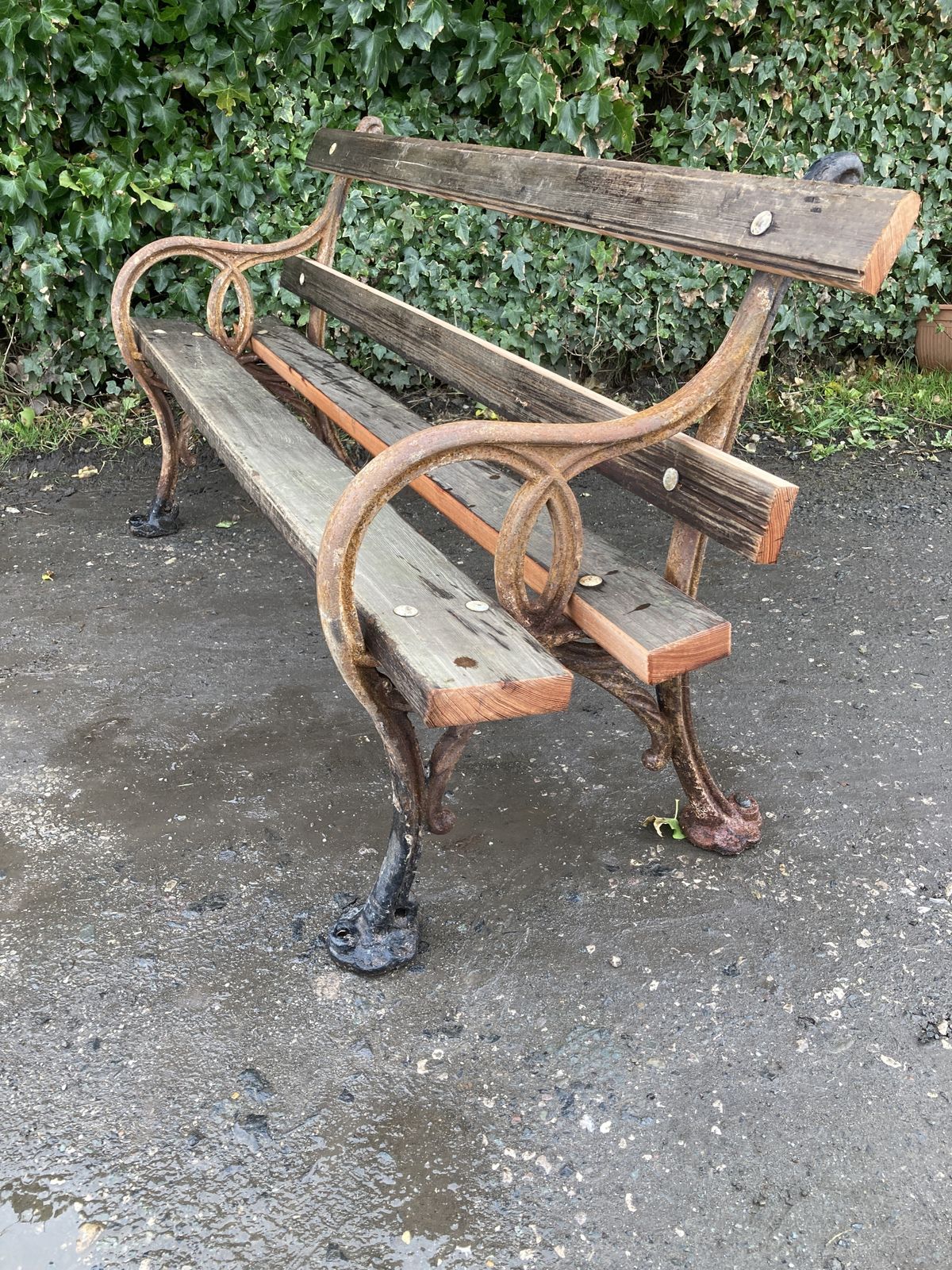 Victorian Cast Iron And Pitch Pine Bench photo Garden Furniture