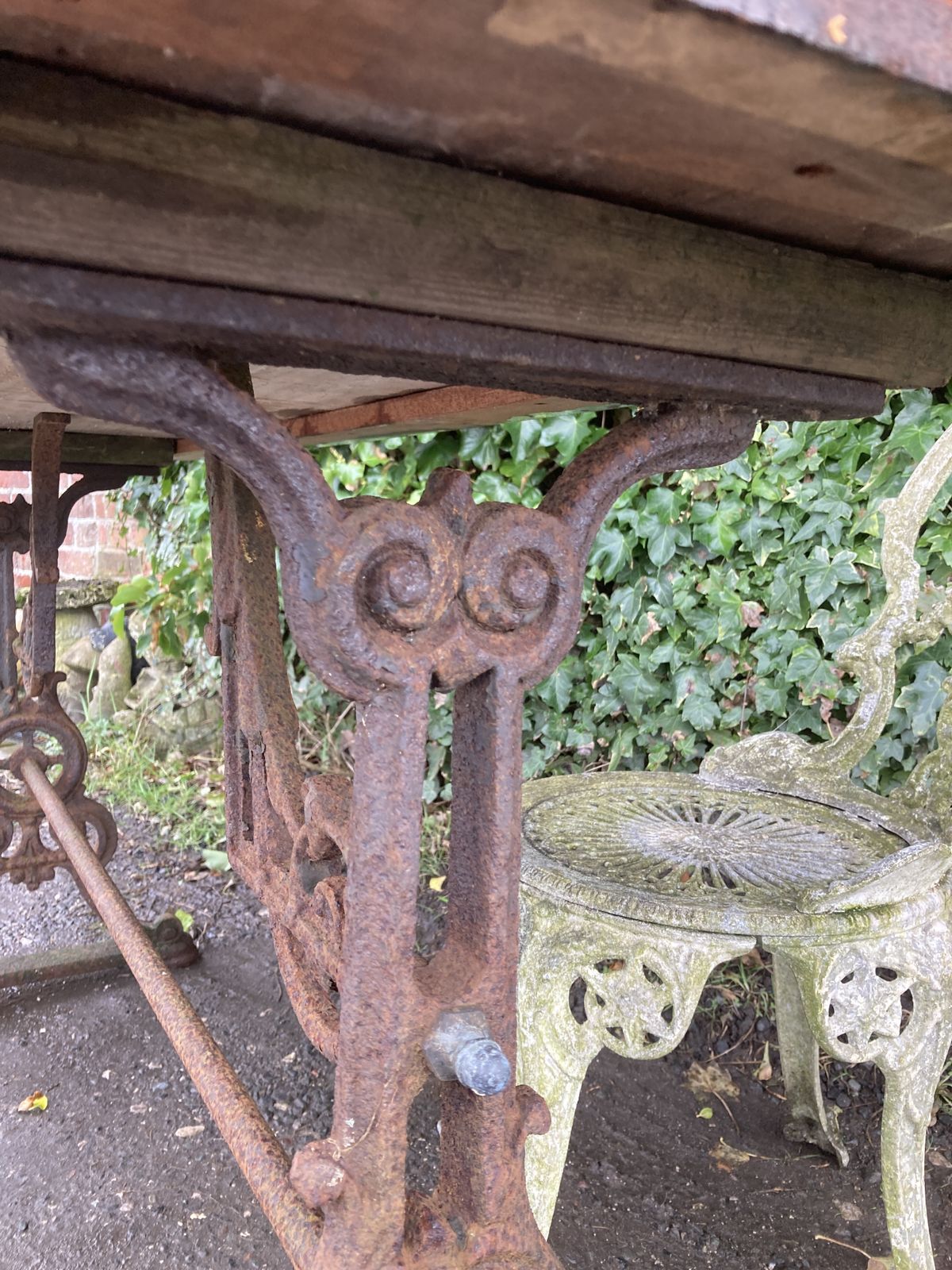 photo for sale Victorian Hardy Hirst Huddersfield Cast Iron Mahogany Top Garden Table