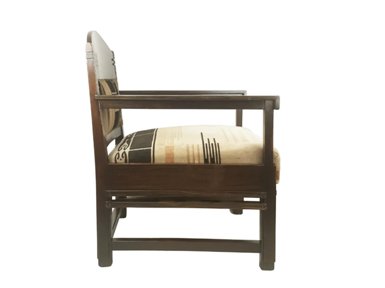 Dutch Velvet And Wood Armchair By C. Bartels, 1920s photo vinterior