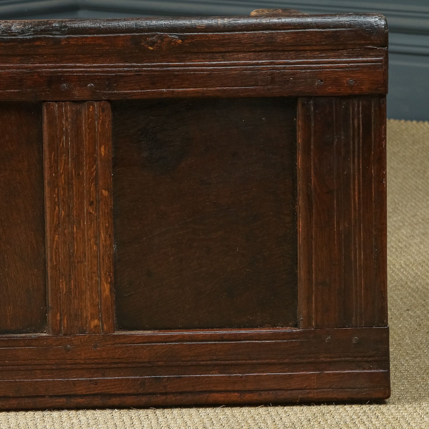 photo buy English 18th Century Georgian Oak Joined & Panelled Coffer Chest Blanket Box (Circa 1720)