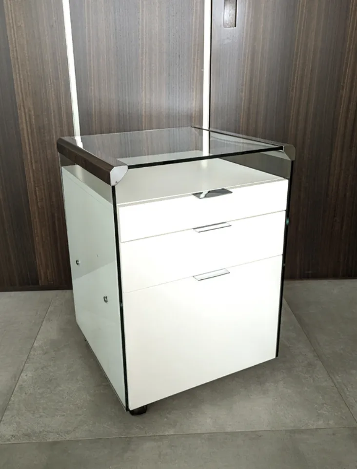 Glass, Painted Wood & Chrome Plated Metal 1990s Desk By Gallotti E Radice photo 2500.0