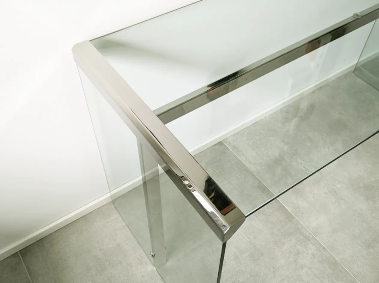 Glass, Painted Wood & Chrome Plated Metal 1990s Desk By Gallotti E Radice photo vintage