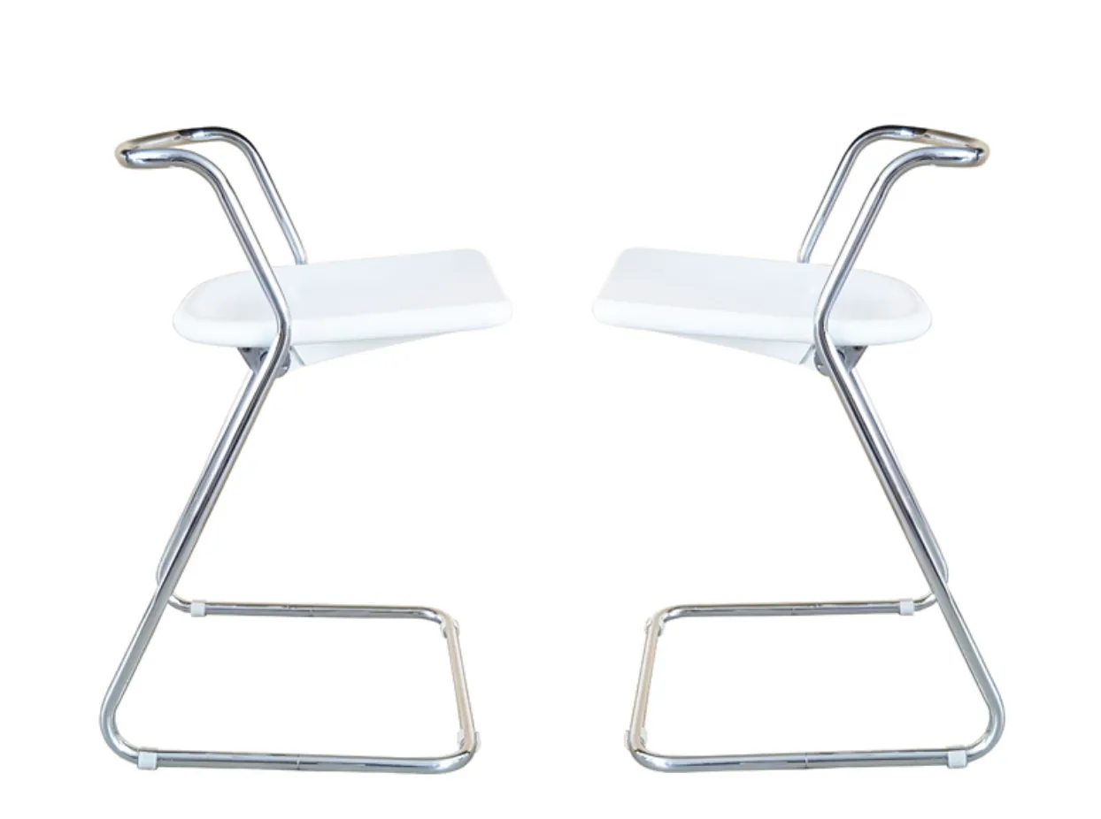 White Plastic And Chrome Plated Metal Stools By C. Salocchi For Alberti, 1970s, Set Of 2 photo 850.0