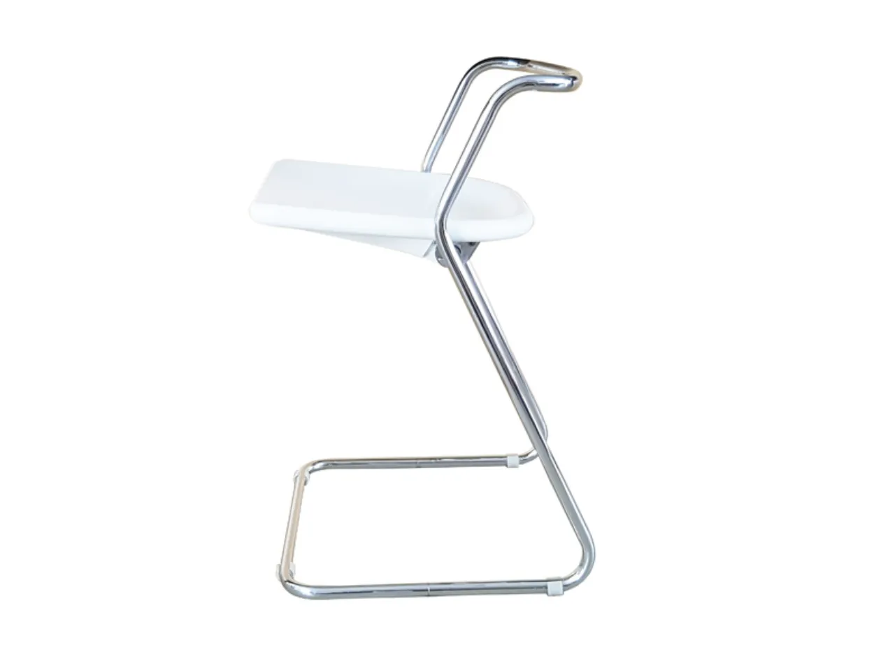 White Plastic And Chrome Plated Metal Stools By C. Salocchi For Alberti, 1970s, Set Of 2