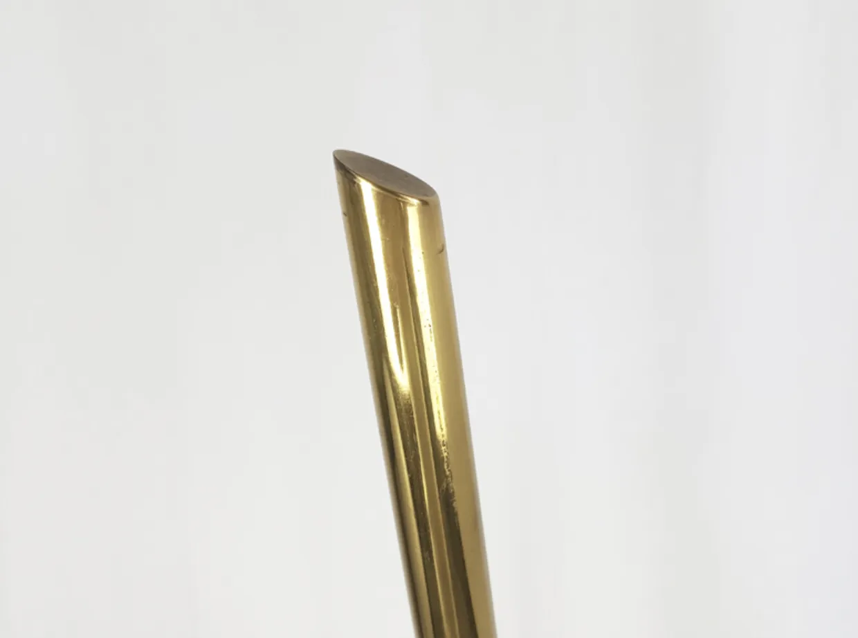 2200.0 Black Metal, Brass & White Glass Floor Lamp Attrib. To Stilnovo, 1950s photo