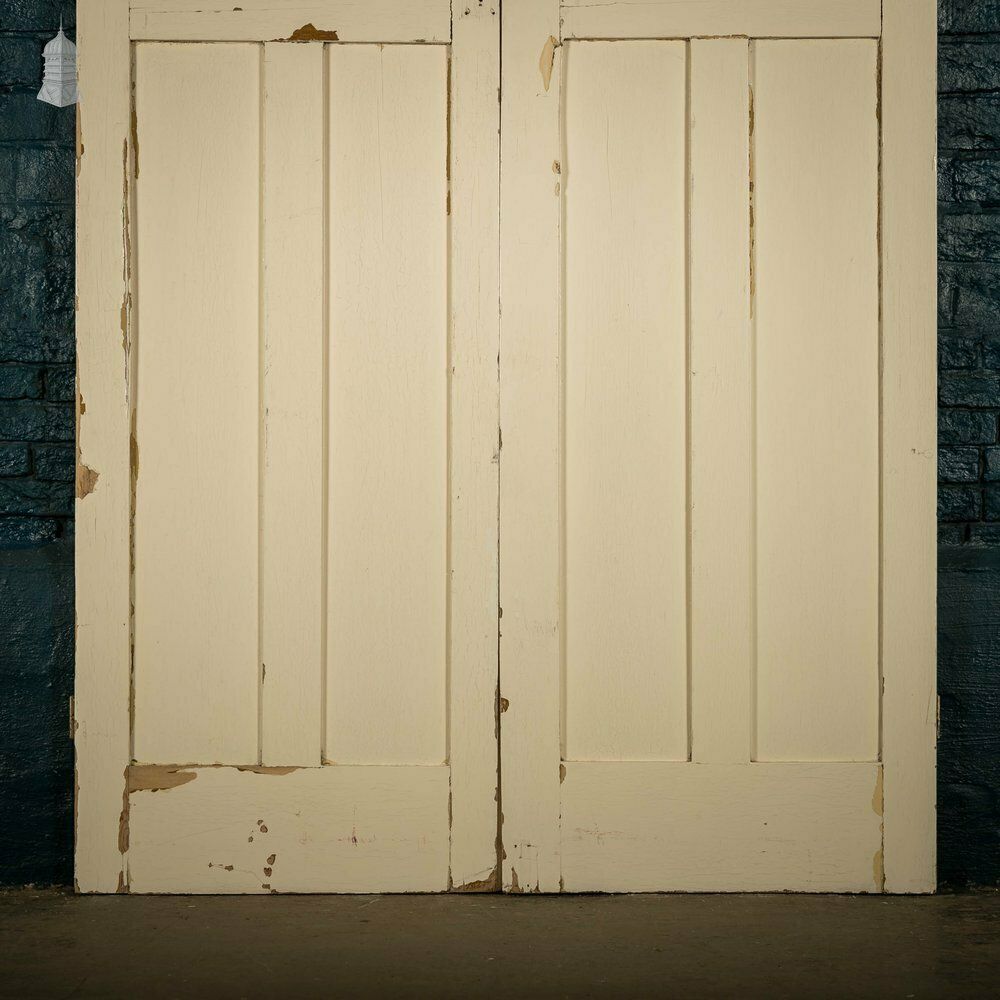 Home Fixtures Pine Paneled Shutters, 4 Panel White Painted Pair photo