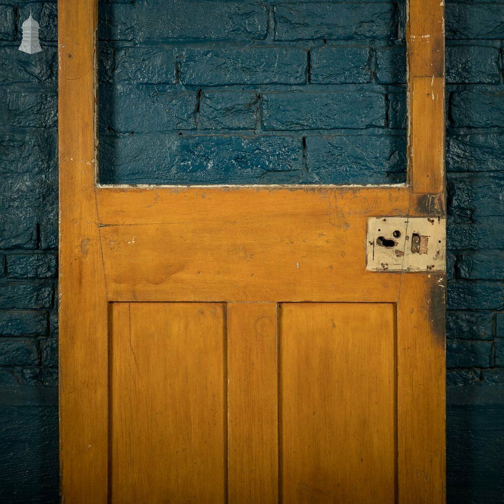 120.0 Half Glazed Door, 3 Moulded Panel Pine photo