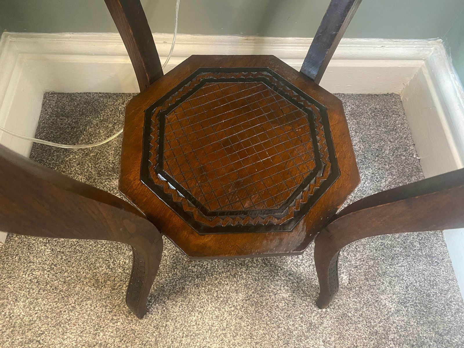 Antique Victorian Hexagonal Side Table With Carved Details Vintage Console Table photo vintage