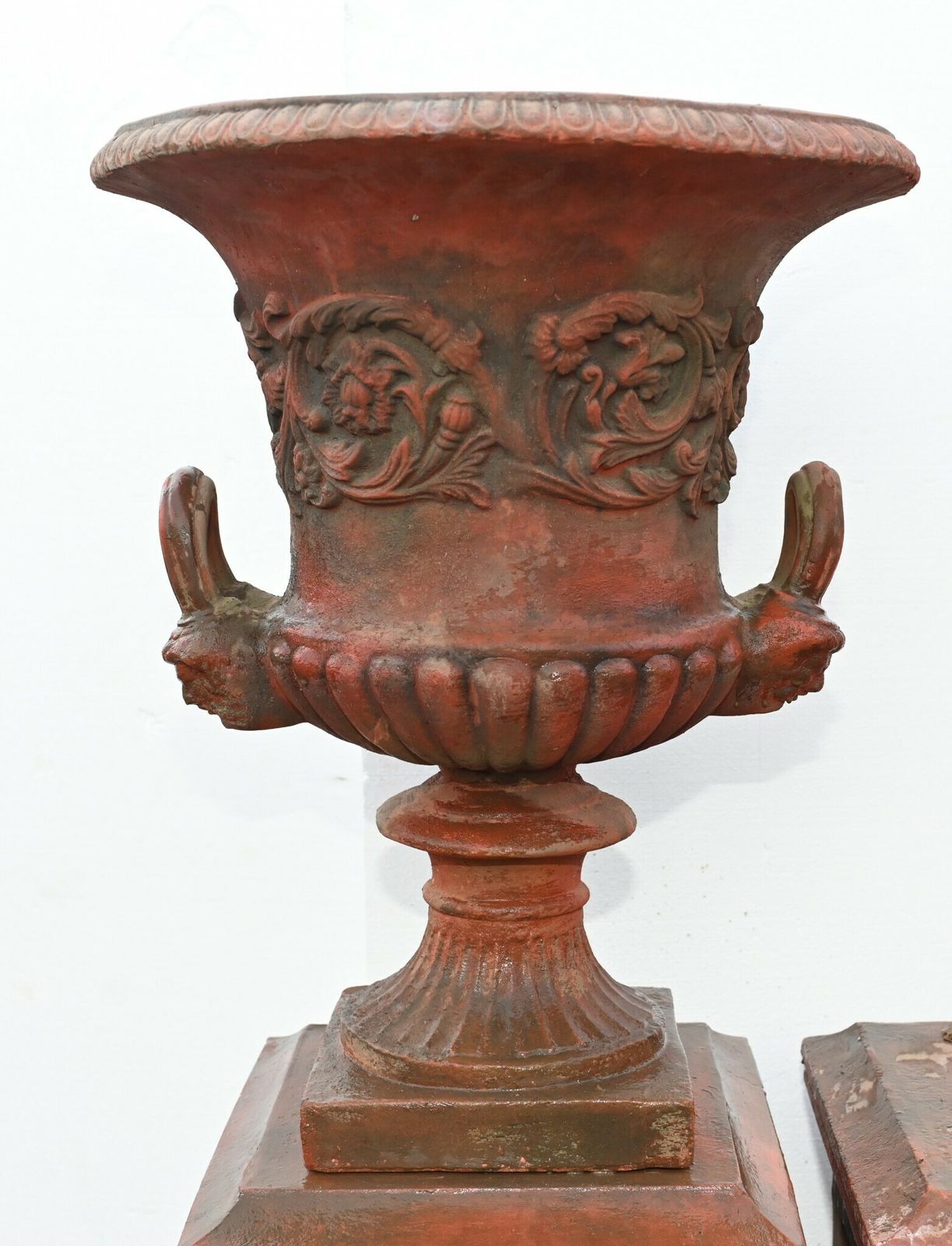 photo for sale Pair Georgian Terracotta Urns   Garden Vase On Pedestal Thomas Hope