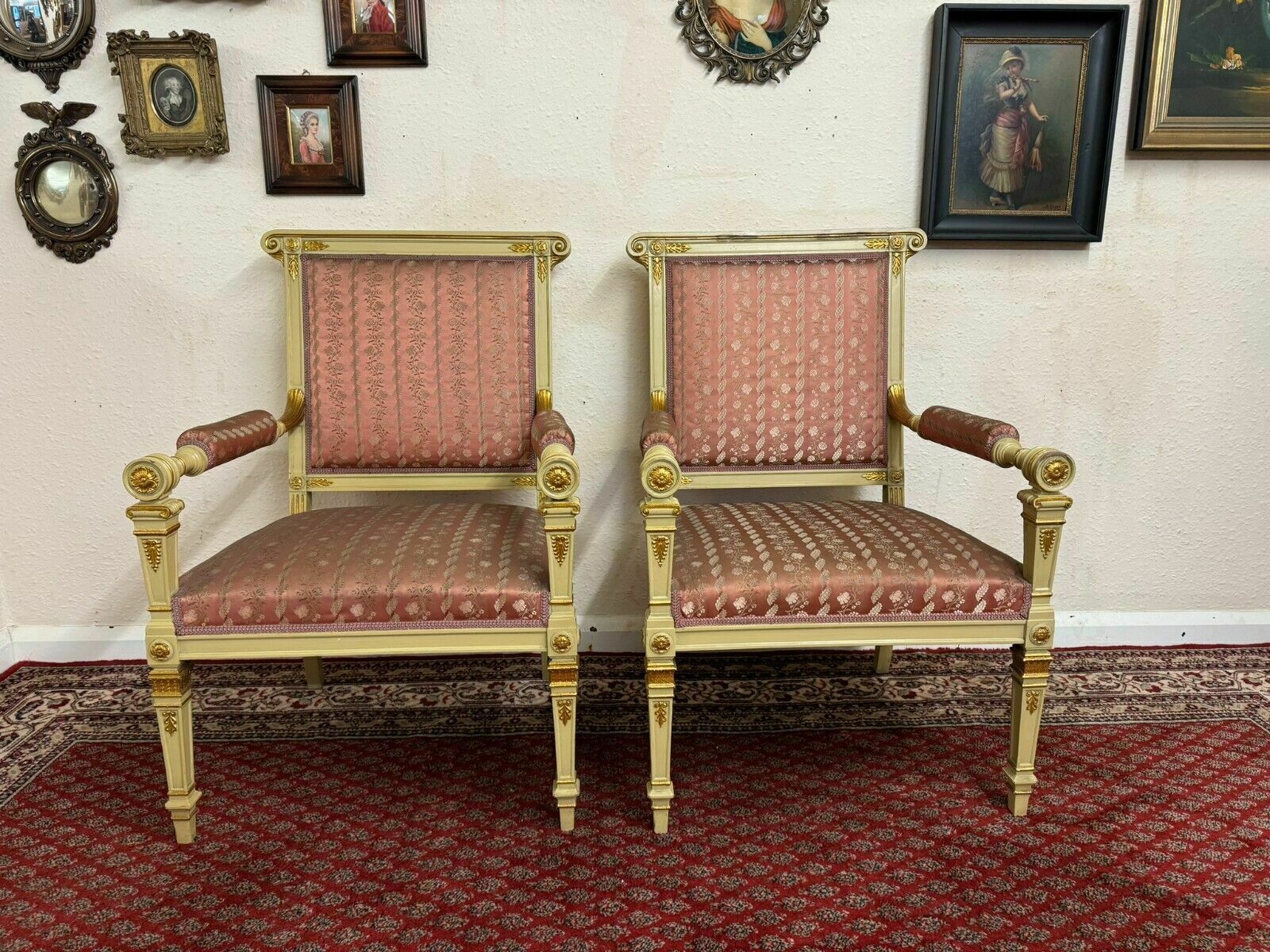 Stunning Pair Of French Antique Upholstered Armchairs Circa 1880 photo for sale