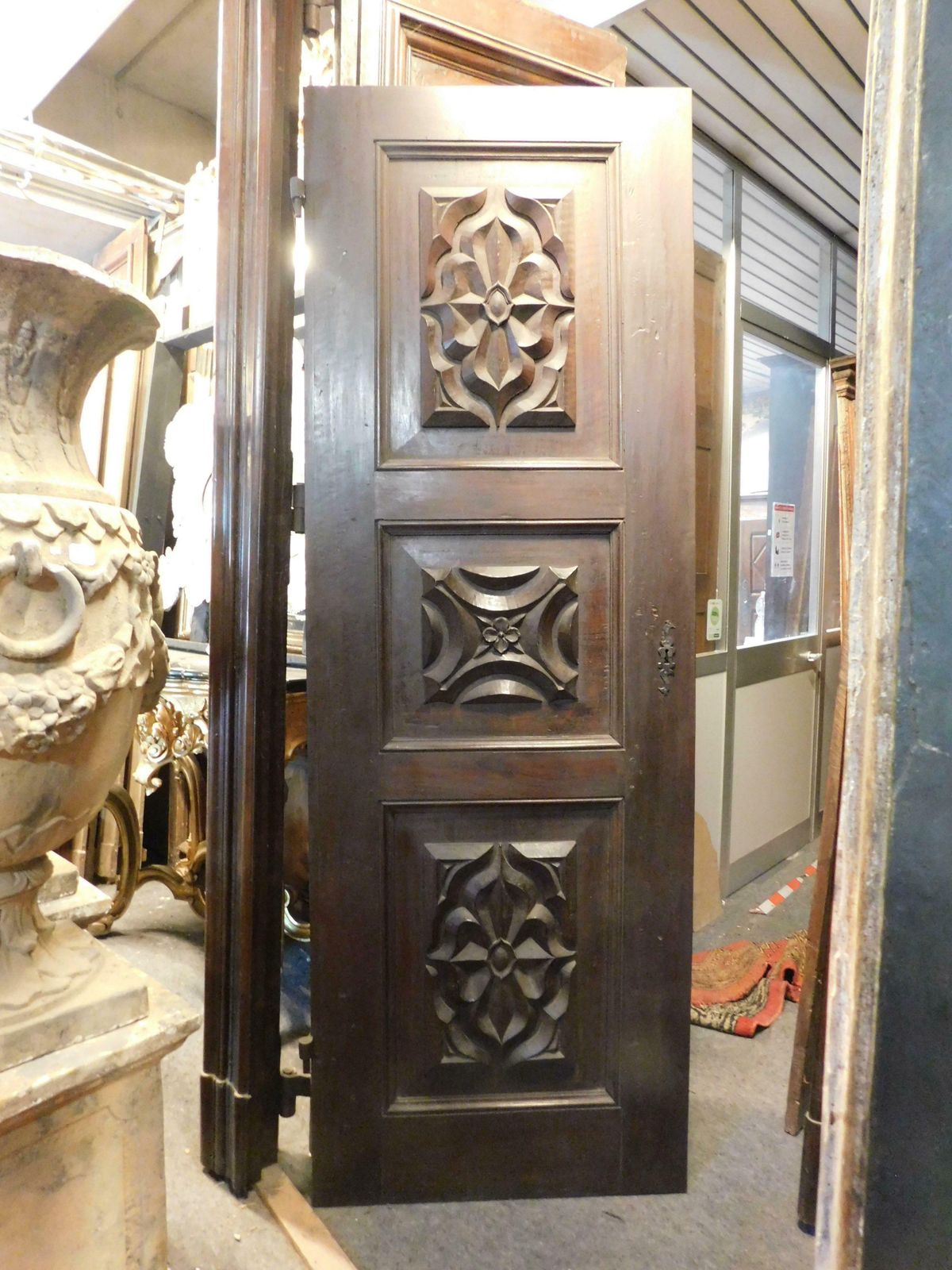 N.4 Atique Walnut Doors, Richly Hand Carved, Italy photo Home Fixtures