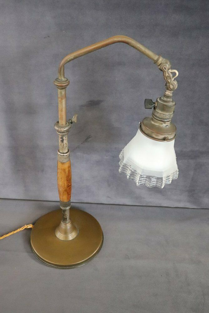 photo for sale Vintage Brass And Glass Table Lamp, 1930s