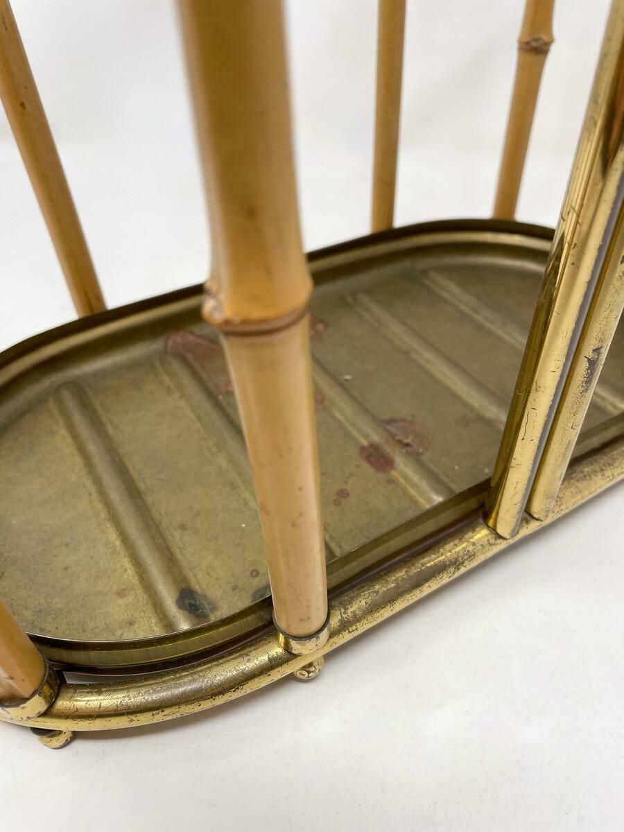Mid Century Moder Bamboo And Brass Umbrella Stand, 1950s photo furniture