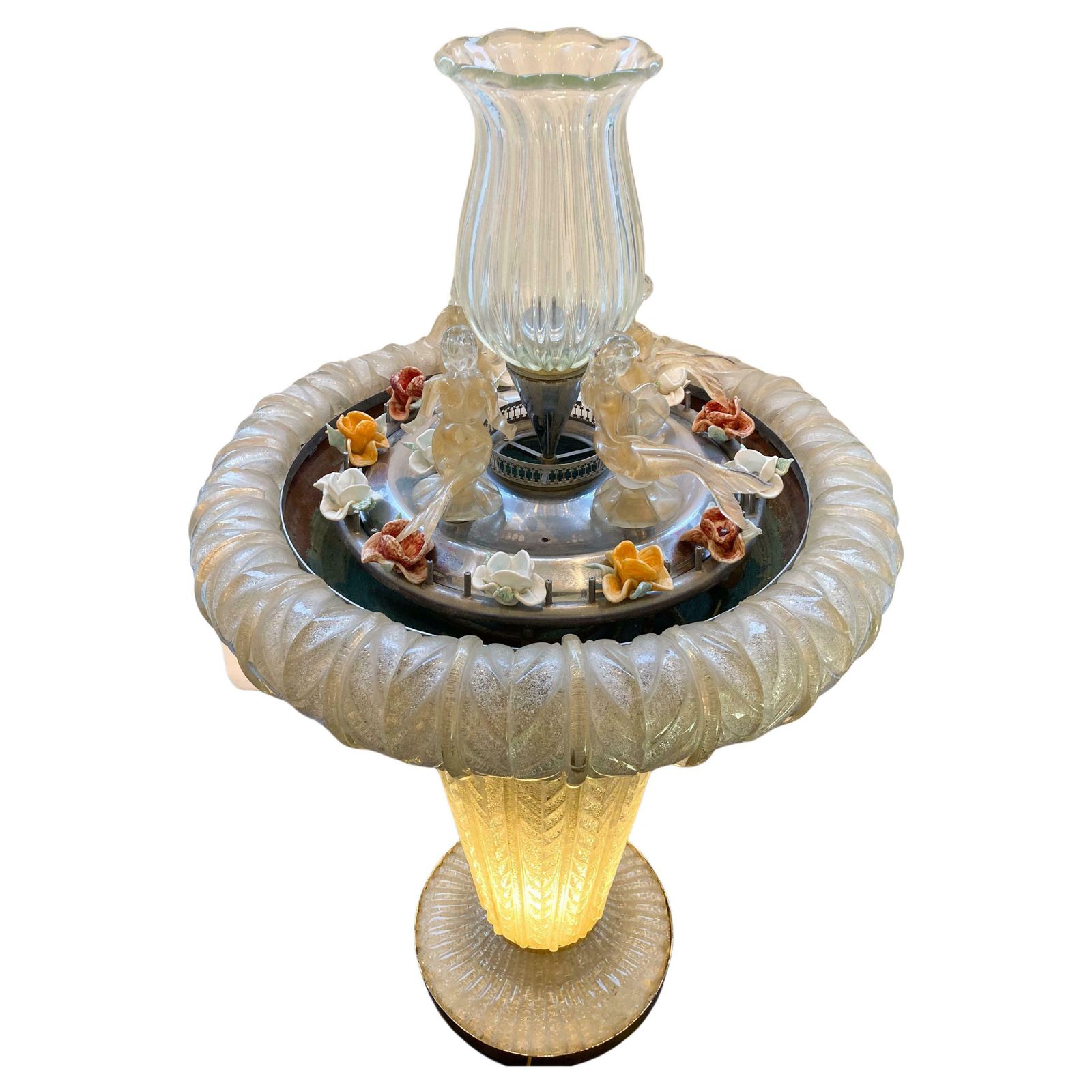 Murano Glass Fountain With A Central Vase Encircled By 4 Mermaids, 1950s photo for sale