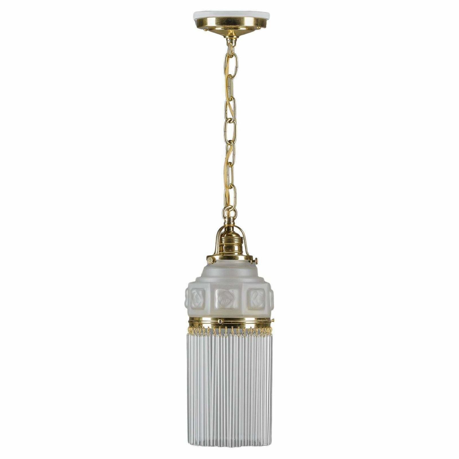 Art Deco Pendant Around 1920s With Frosted Glass Shade Vienna 1920s