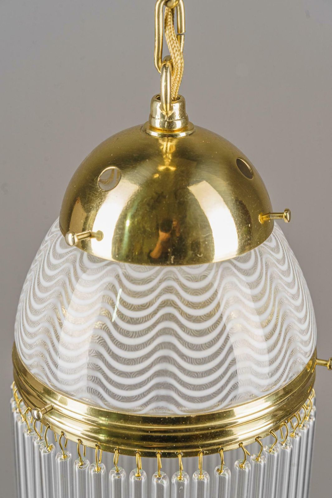 photo for sale Art Deco Pendant Around 1920s With Opaline Glass Shade Vienna 1920s