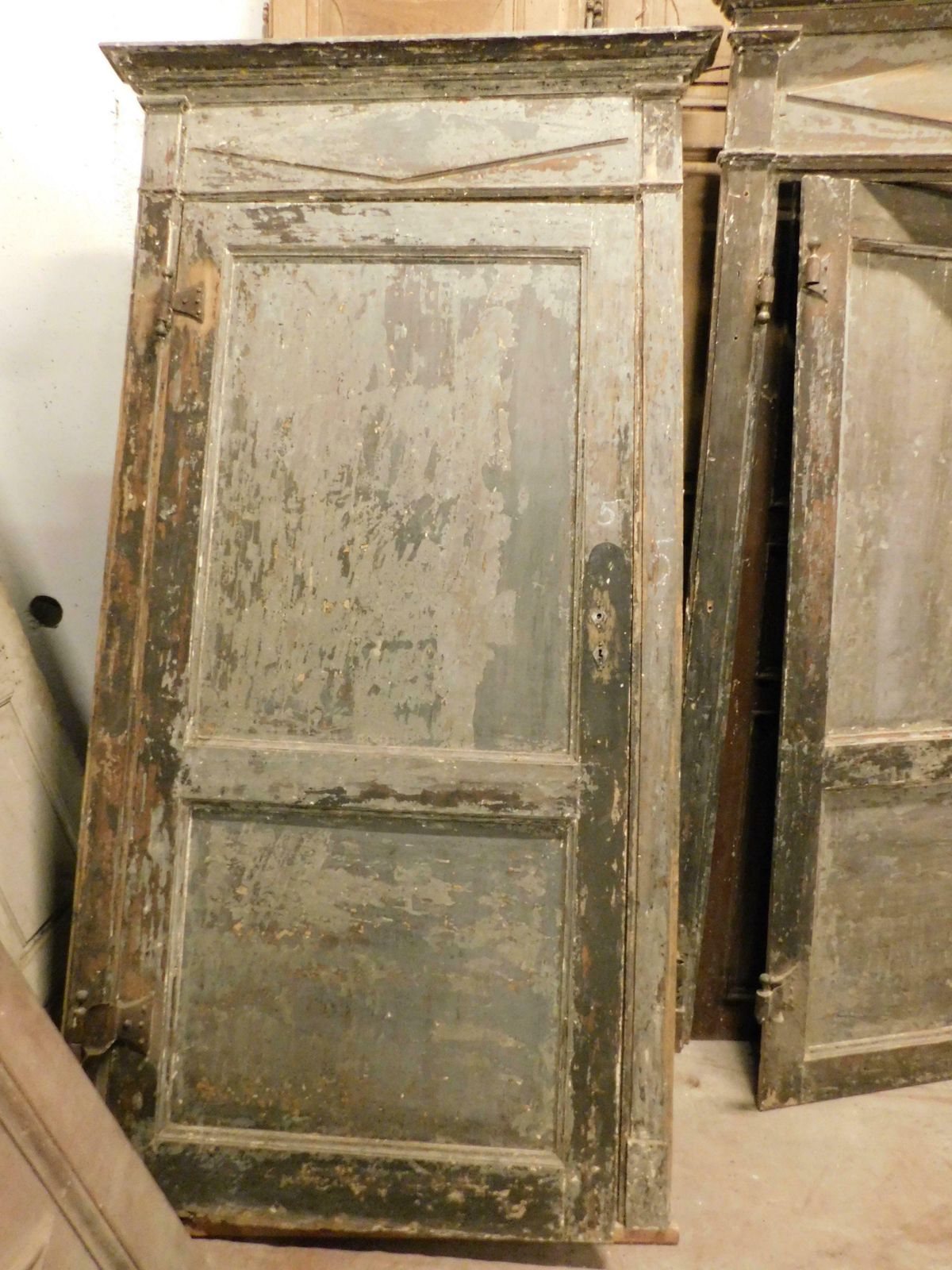 photo furniture 4 Antique Lacquered Doors, First Patina And Original Frame, Italy