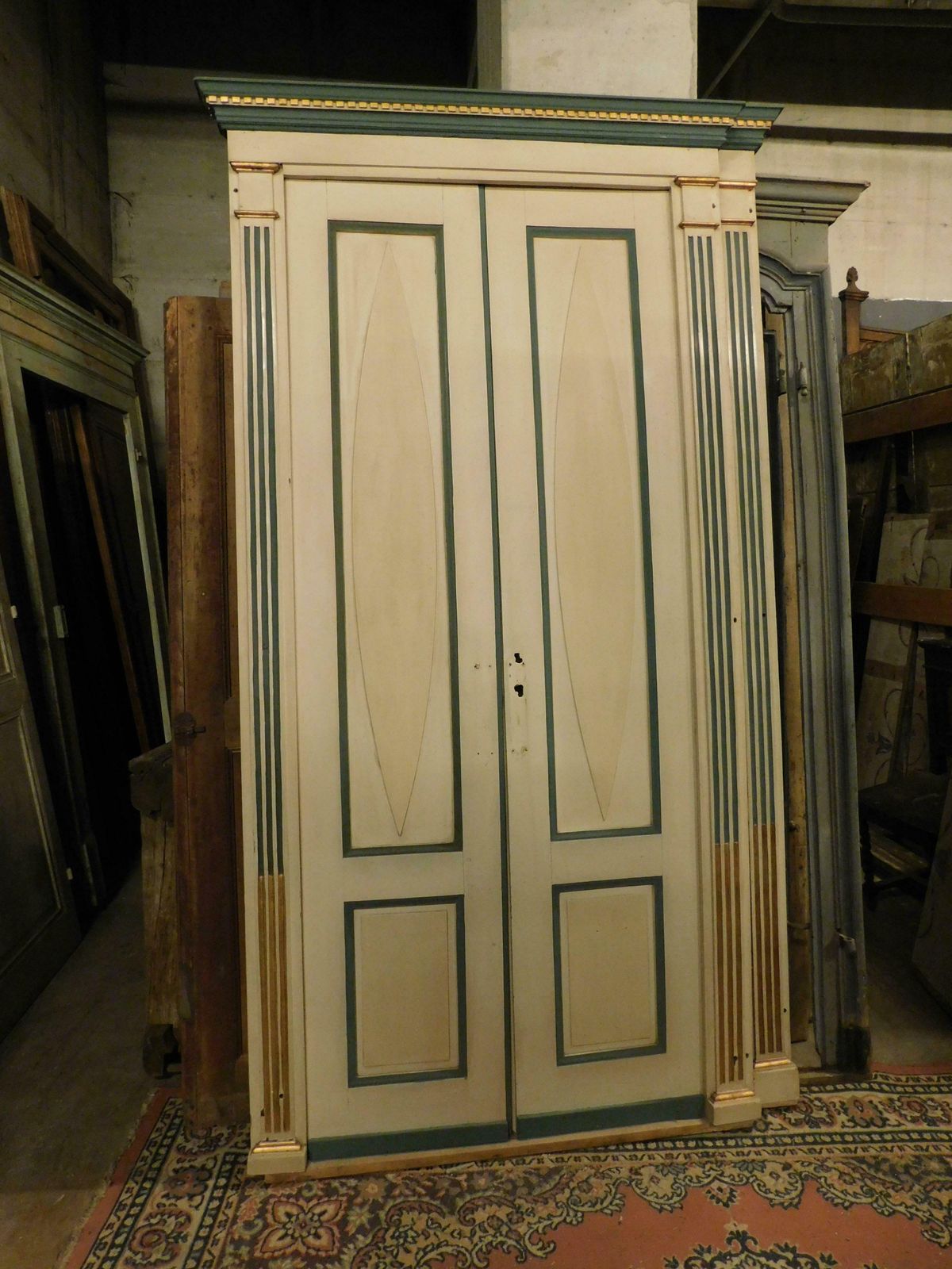 Pair Of Double Wing Doors, Lacquered And Gilded With Frame, Italy photo Home Fixtures