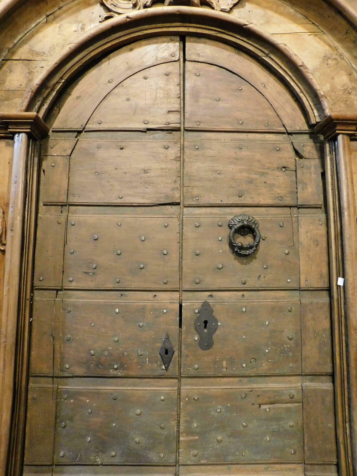 Old Door In Poplar With Nails, Rustic And Curtained, Italy photo vinterior