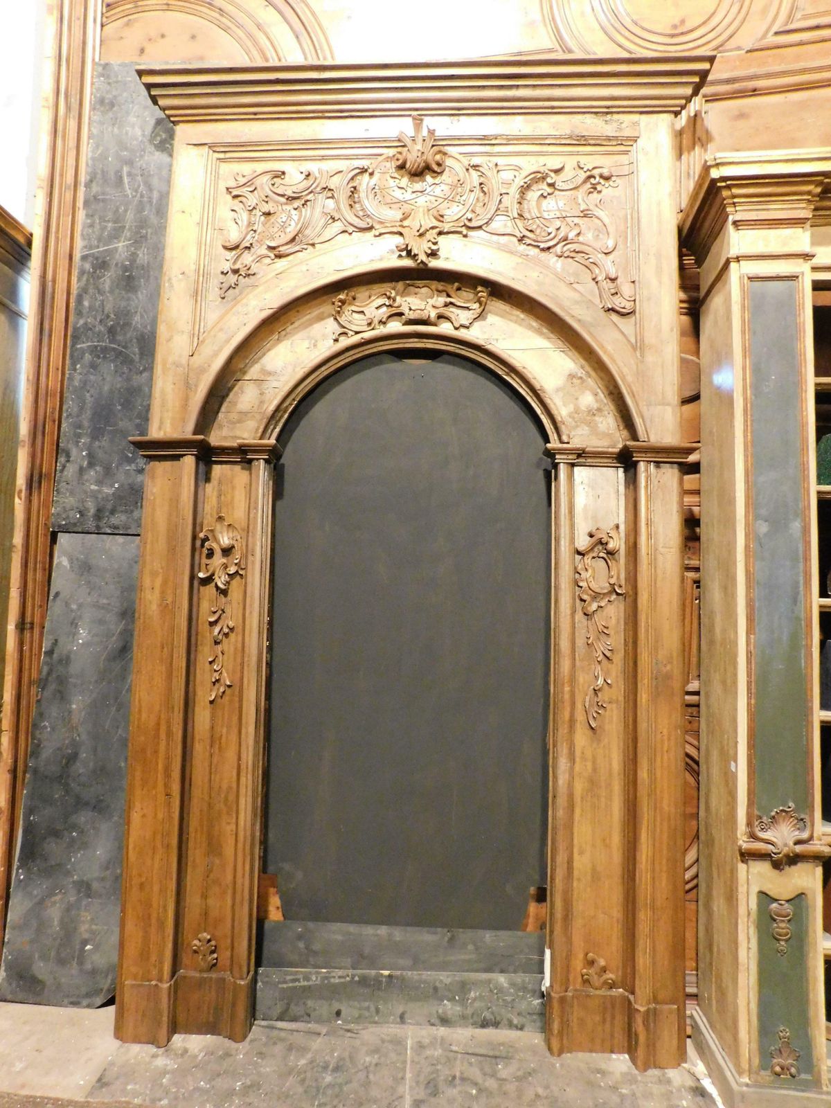 Huge Amazing Richly Carved Wooden Portal Frame, Italy photo Home Fixtures