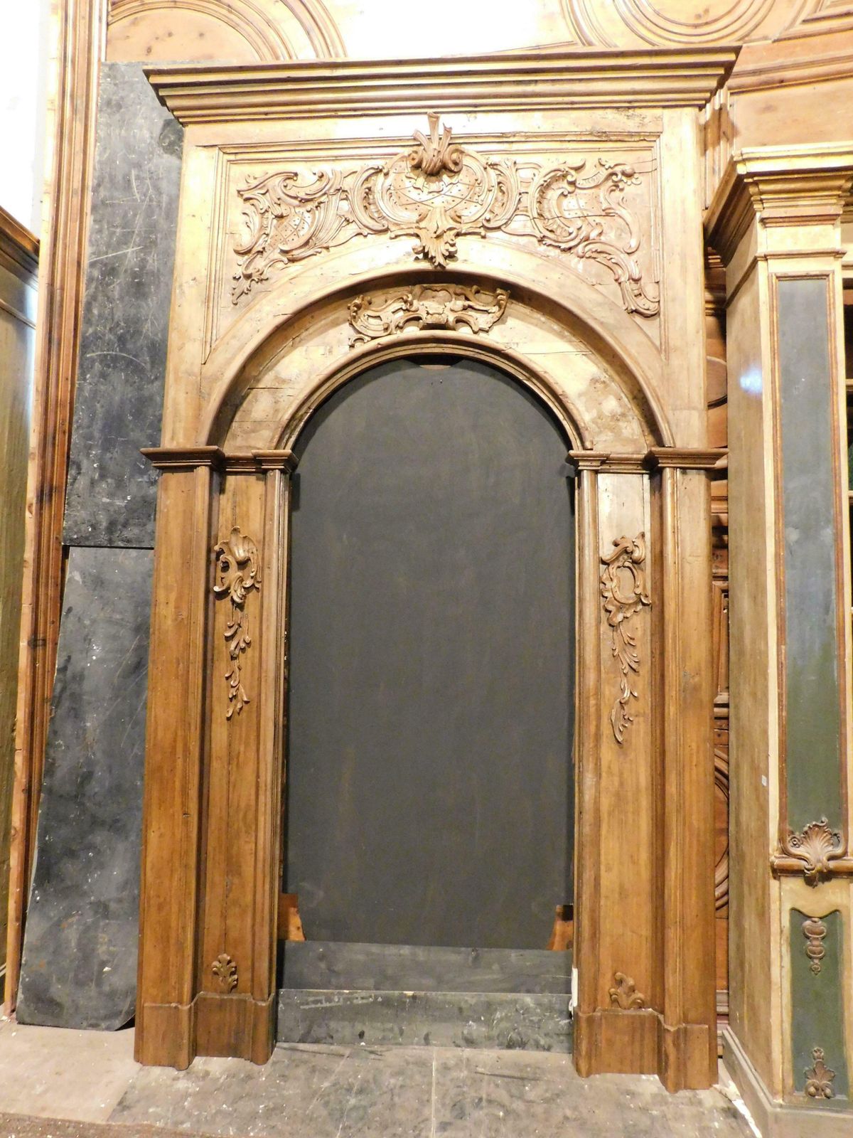 Huge Amazing Richly Carved Wooden Portal Frame, Italy photo vinterior
