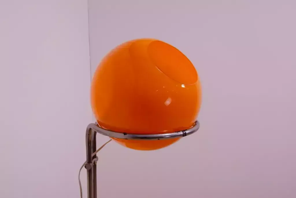 Atomic Age Orange Glass Floor Lamp By Tibor Hazi Hungary 1973 photo vinterior