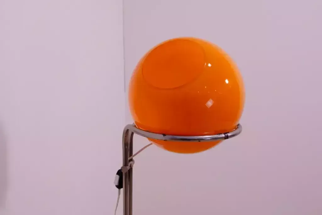 Atomic Age Orange Glass Floor Lamp By Tibor Hazi Hungary 1973 photo vintage