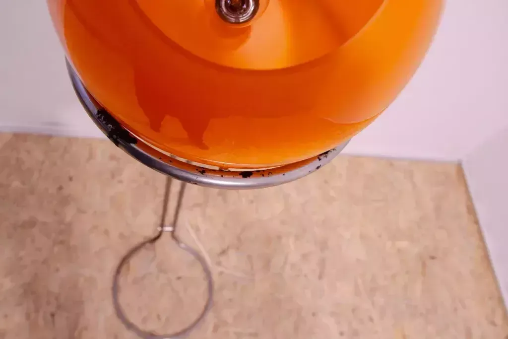 901.0 Atomic Age Orange Glass Floor Lamp By Tibor Hazi Hungary 1973 photo