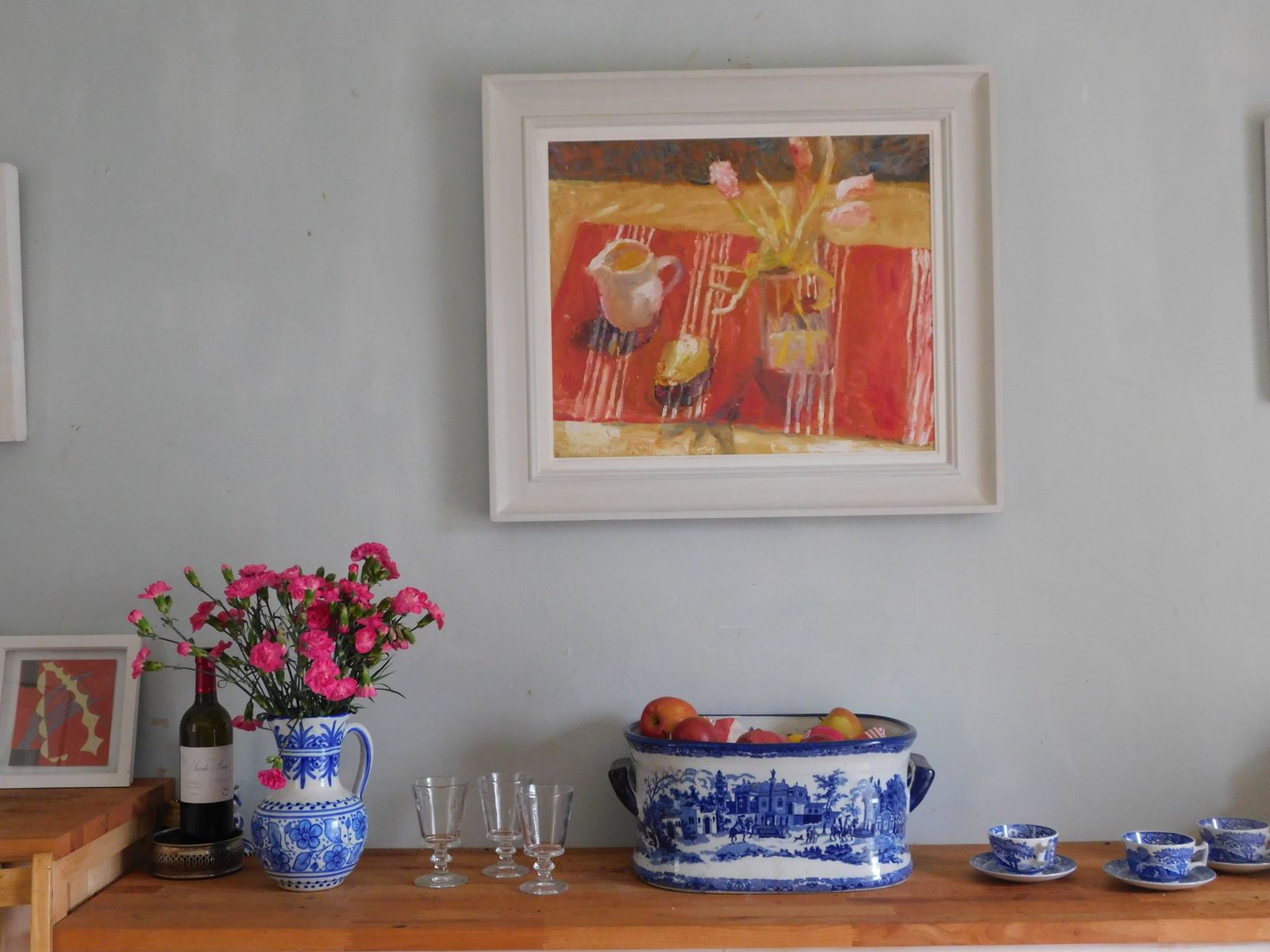 The Red And White Striped Cloth:  Original Oil Painting By Alice Mumford photo Art
