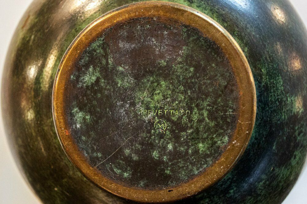 Oxidian Brass Vase With Mermaid Decoration, Italy, 1940s photo buy