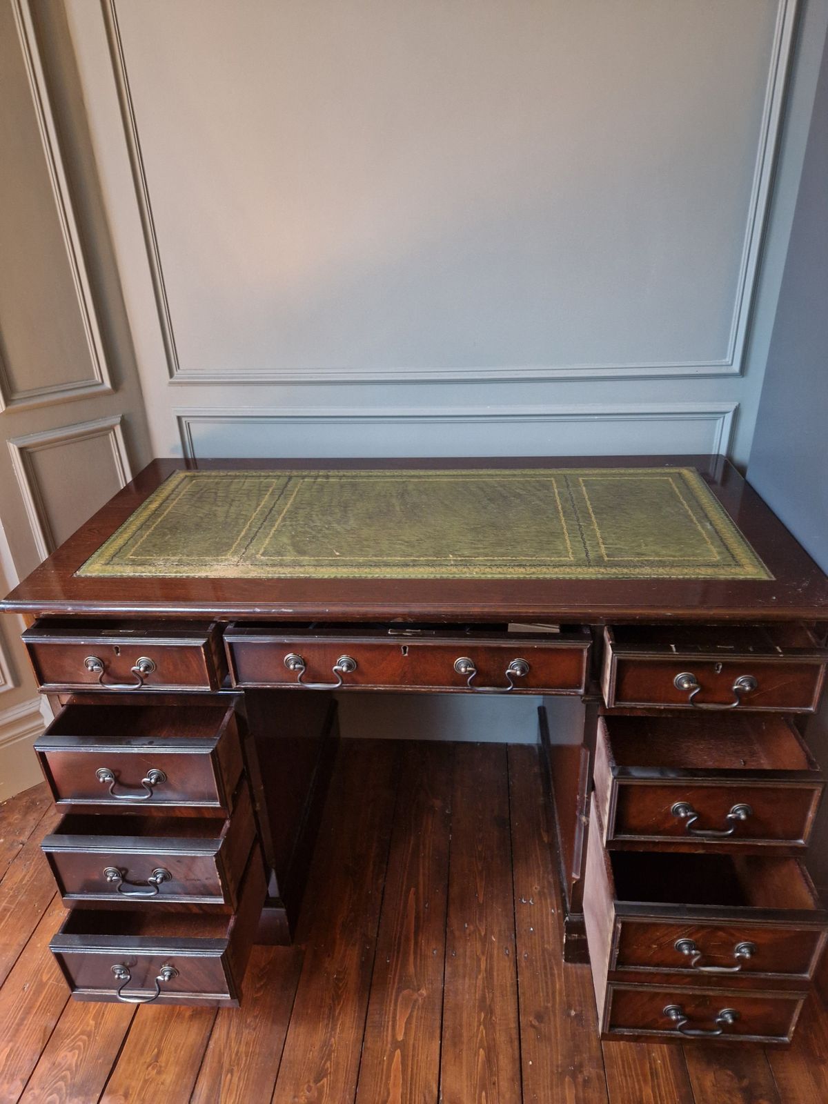 Vintage Early 20th Century Pedestal Writing Desk photo furniture